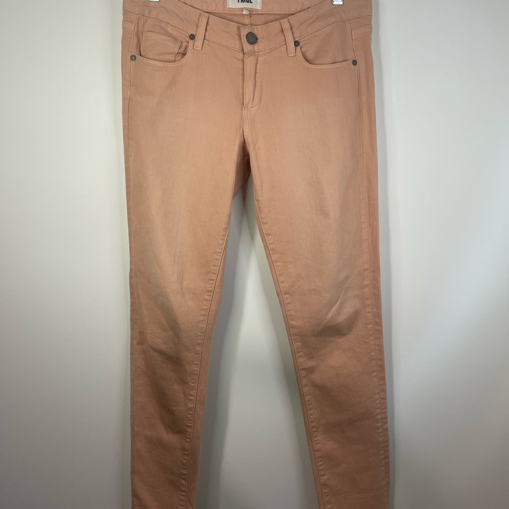 Paige skyline ankle peg med rise Denim. Peach / orange